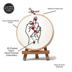 Minimalist Wall Decor in Cotton with Hand-Tapped Middle Finger...