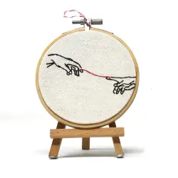 Handmade Minimalist Embroidered Frame - 10 cm Bamboo and Organic...