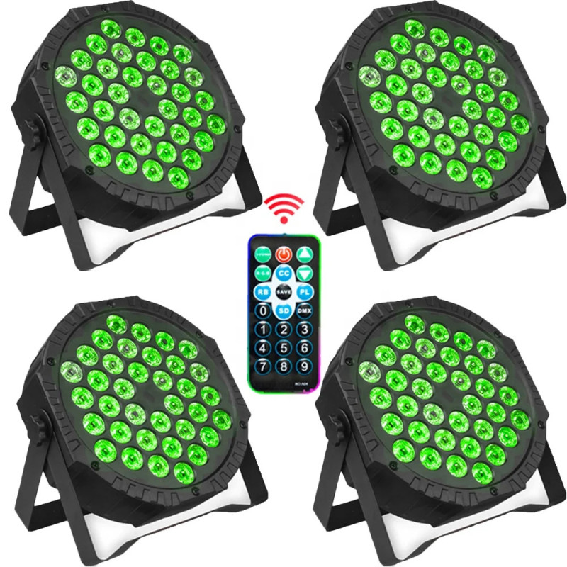 4 LED-PAR-Lampen mit 36 RGB-LEDs einfarbig mit DMX-Steuerung