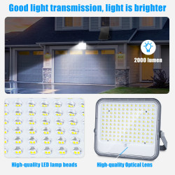Faro LED 16000mAh con Telecomando, Pannello Solare e Batteria ad...