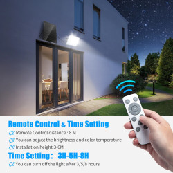 Faro LED 16000mAh con Telecomando, Pannello Solare e Batteria ad...