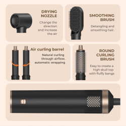 Plancha multifunción Styler 5 en 1, Secador de pelo con aire caliente