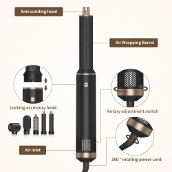 Styler Multifonction 5 en 1, Briquet Cheveu Assecheur Air Chaud