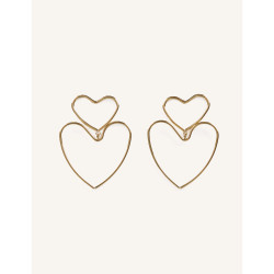CUCOCUCA YXQ E161 Golden Stainless Steel Heart Stud Earrings