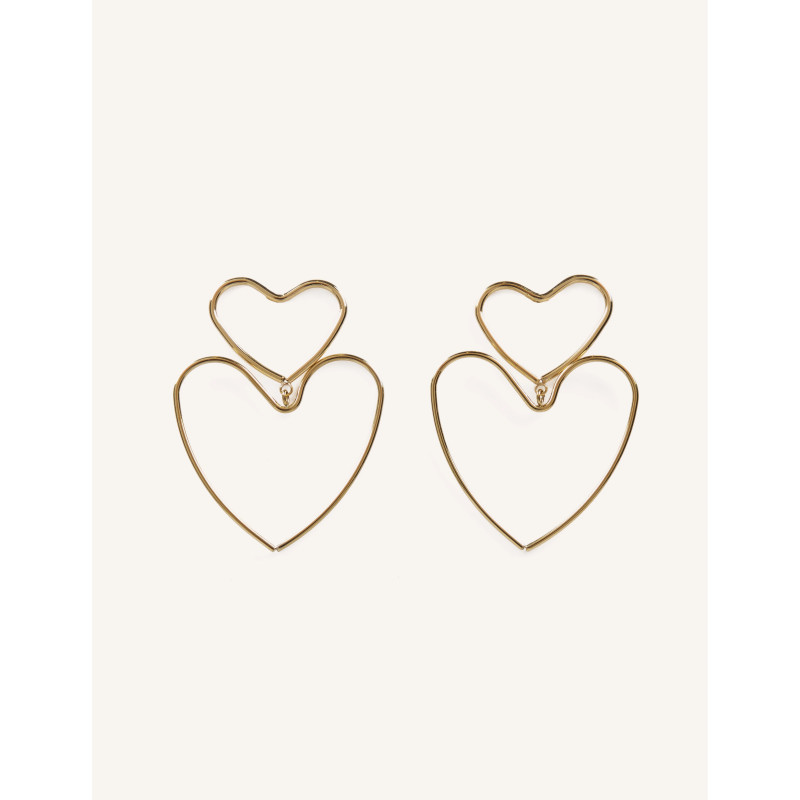 CUCOCUCA YXQ E161 Golden Stainless Steel Heart Stud Earrings