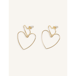 CUCOCUCA YXQ E161 Golden Stainless Steel Heart Stud Earrings