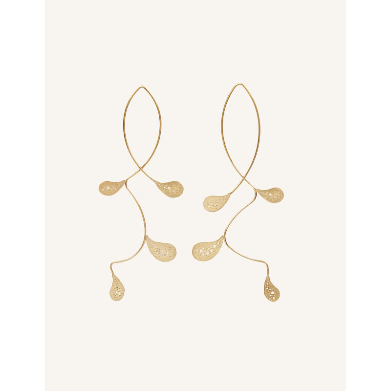 CUCOCUCA YXQ E221 Golden Stainless Steel Teardrop Earrings