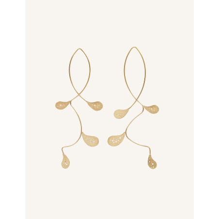 CUCOCUCA YXQ E221 Golden Stainless Steel Teardrop Earrings