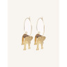 CUCOCUCA YXQ E282 Golden Brushed Stainless Steel Earrings with Wood Accents