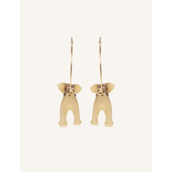 CUCOCUCA YXQ E282 Golden Brushed Stainless Steel Earrings with Wood Accents