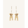 CUCOCUCA YXQ E282 Golden Brushed Stainless Steel Earrings with Wood Accents