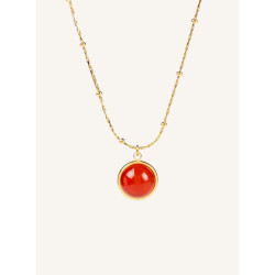 CUCOCUCA YXQ 65 Necklace Natural Red Agate Stone with Stainless Steel