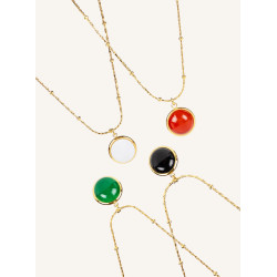 CUCOCUCA YXQ 65 Necklace Natural Red Agate Stone with Stainless Steel