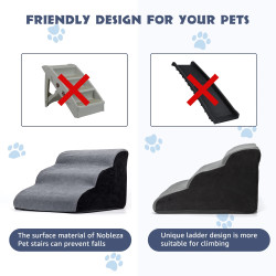 Nobleza Durable 3-Step Triangle Dog Stair High-Density Foam Pet Bed