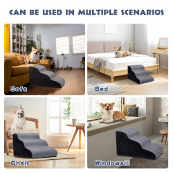 Nobleza Durable 3-Step Triangle Dog Stair High-Density Foam Pet Bed