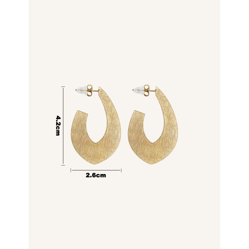 CUCOCUCA YXQ E331 Golden Brushed Stainless Steel Stud Earrings