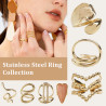 CUCOCUCA YHL E08 Gold Stainless Steel Stud Earrings Hammered Texture