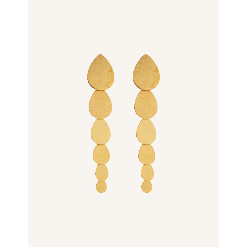 CUCOCUCA YXQ E416 Golden Brushed Stainless Steel Stud Earrings