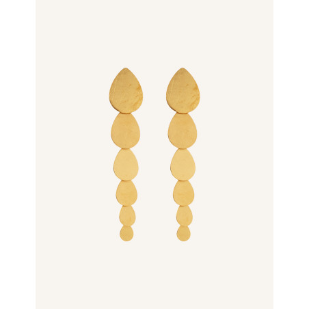CUCOCUCA YXQ E416 Golden Brushed Stainless Steel Stud Earrings