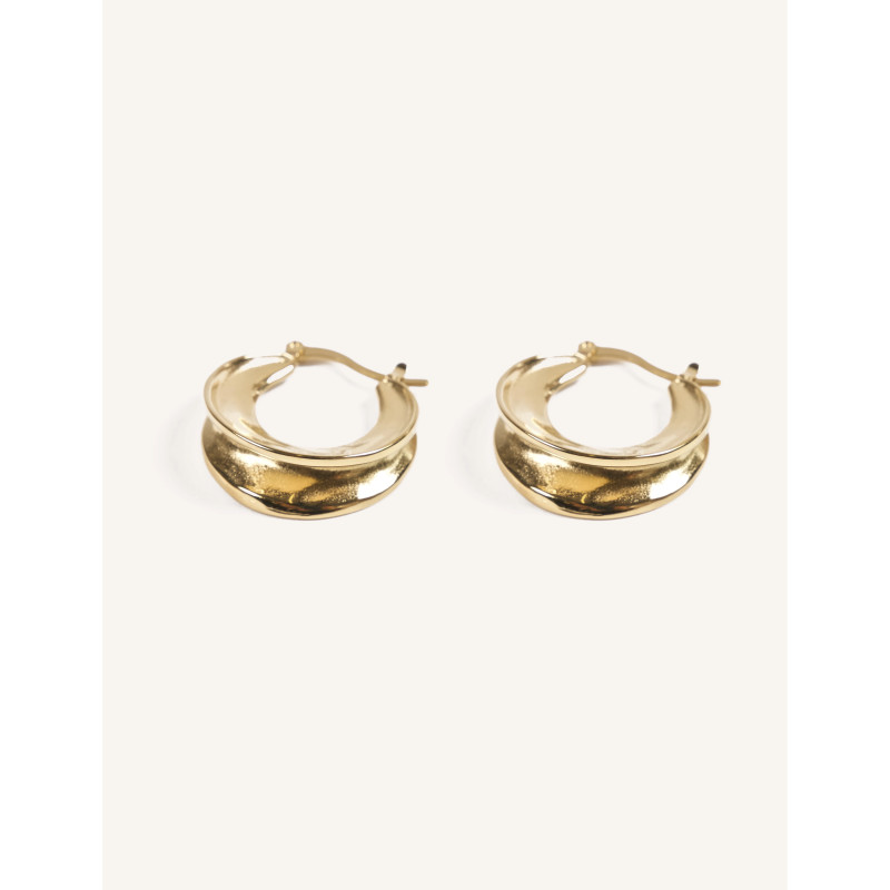 CUCOCUCA YXQ E34 Gold Plated Stainless Steel Hoop Earrings