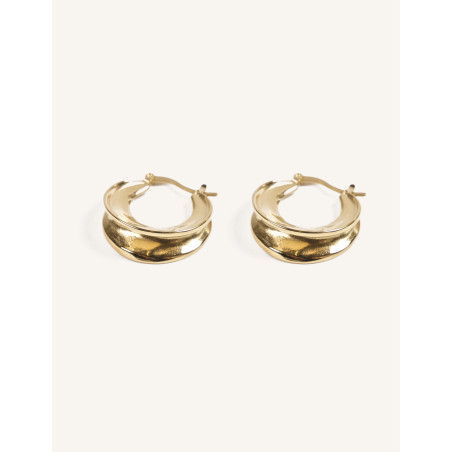CUCOCUCA YXQ E34 Stainless Steel Golden Hoop Earrings