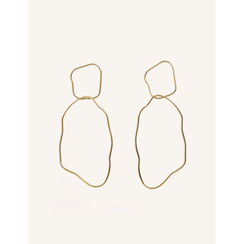 CUCOCUCA YXQ E165 Golden Stainless Steel Stud Earrings