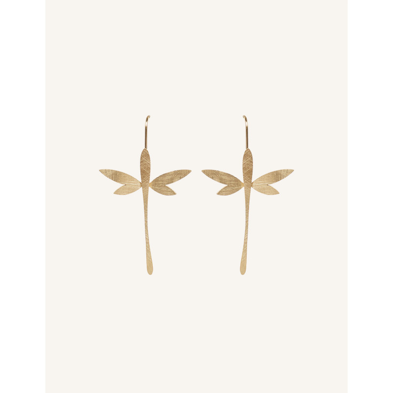 CUCOCUCA YXQ E349 Fine Dangle Earrings Golden Brushed Stainless Steel