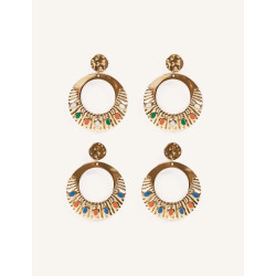 CUCOCUCA YXQ E60 Stainless Steel Enamel Hoop Earrings