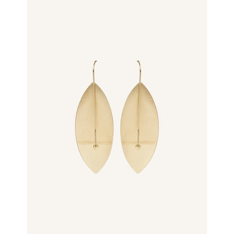 CUCOCUCA YXQ E264 Golden Leaf Stainless Steel Earrings