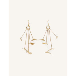 CUCOCUCA YXQ E254 Golden Stainless Steel Leaf Drop Earrings