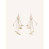 CUCOCUCA YXQ E254 Golden Stainless Steel Leaf Drop Earrings
