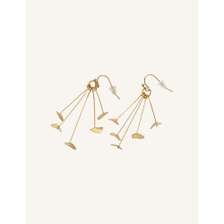 CUCOCUCA YXQ E254 Golden Stainless Steel Leaf Drop Earrings