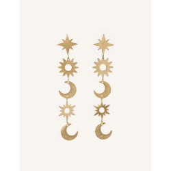 CUCOCUCA YXQ E152 Gold Plated Sunburst Moon Earrings