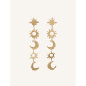 CUCOCUCA YXQ E152 Gold Plated Sunburst Moon Earrings