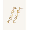 CUCOCUCA YXQ E152 Golden Stainless Steel Sunburst Moon Earrings