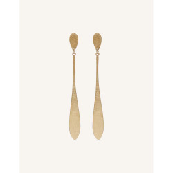 CUCOCUCA YXQ E296 Golden Brushed Stainless Steel Hypoallergenic Earrings