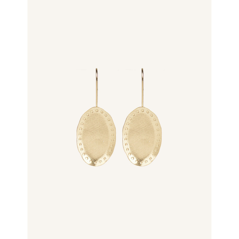 CUCOCUCA YXQ E278 Golden Stainless Steel Oval Dot Pattern Earrings