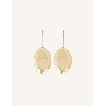 CUCOCUCA YXQ E278 Golden Stainless Steel Oval Dot Pattern Earrings