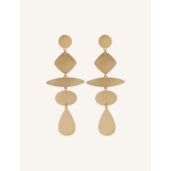 CUCO CUCA YXQ E344 Golden Brushed Geometric Stainless Steel Earrings