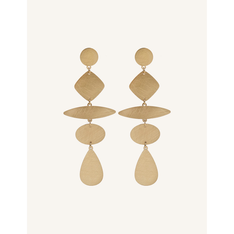 CUCO CUCA YXQ E344 Golden Brushed Geometric Stainless Steel Earrings