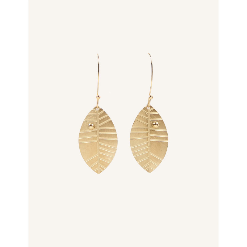 CUCOCUCA YXQ E160 Gold Plated Stainless Steel Leaf Drop Earrings