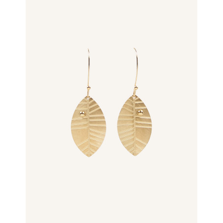 CUCOCUCA YXQ E160 Gold Plated Stainless Steel Leaf Drop Earrings