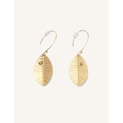 CUCOCUCA YXQ E160 Gold Plated Stainless Steel Leaf Drop Earrings