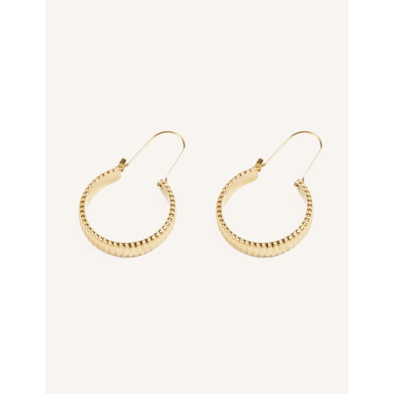 CUCOCUCA YXQ E41 Golden Stainless Steel Hoop Earrings