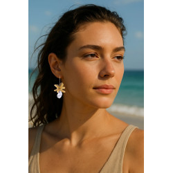 CUCOCUCA YXQ E441 Fine Stud Earrings with Floral Pearl Design