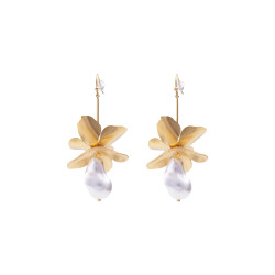 CUCOCUCA YXQ E441 Fine Stud Earrings with Floral Pearl Design