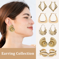 CUCOCUCA YXQ E264 Gold Plated Stainless Steel Drop Earrings
