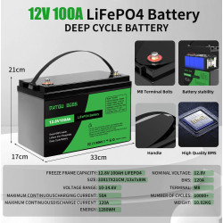 Batteria LiFePO4 Lithium 12V 100AH