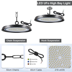 Lampada LED UFO High Bay 100W 200W 300W, Disponibile in UE, 220V, Impermeabile, per Officine, Stadi, Supermercati, Magazzini, Ga