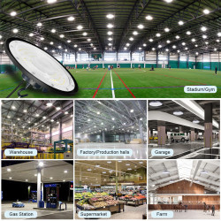 Lampada Industriale UFO IP65 da 100W/200W/300W per Magazzini, Officine, Stadi, Spazi Commerciali ed Espositivi